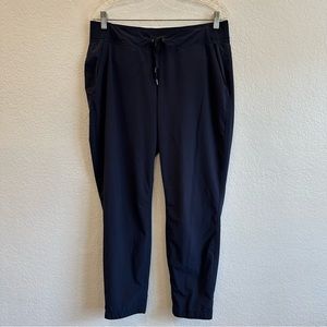 Athleta Midtown Ankle Pants Size 12 Navy Blue Color  Drawstring Cotton